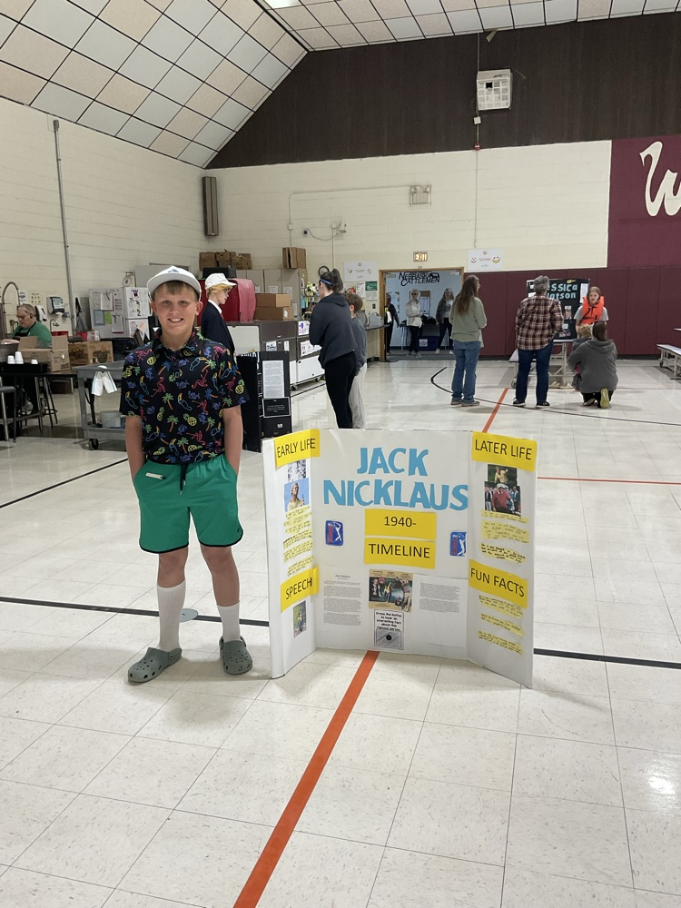 Sixth grade student dressed as a historical figure.