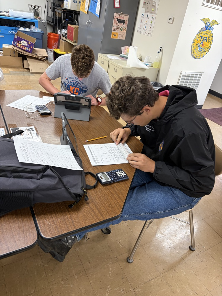Students calculating facility size using scale measurements.