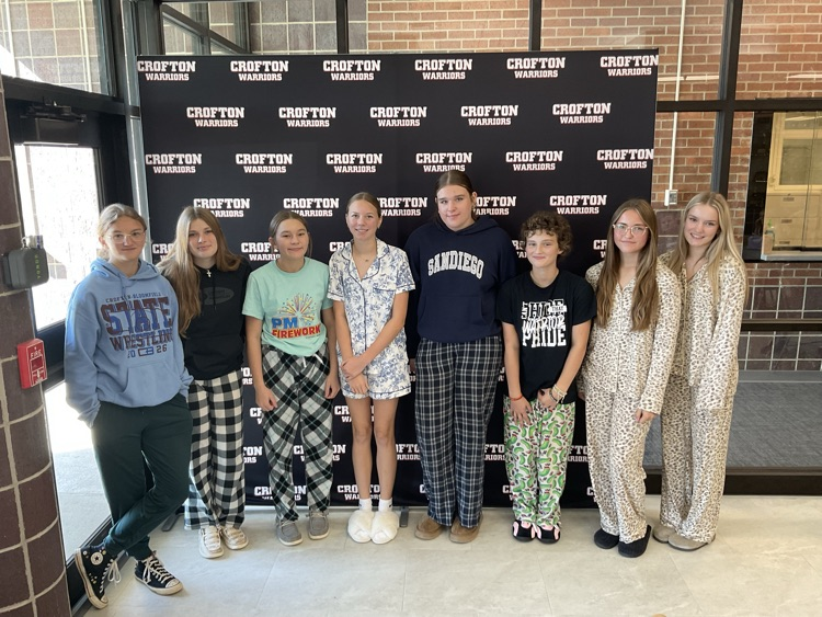 Students dressing up for pajama day. 