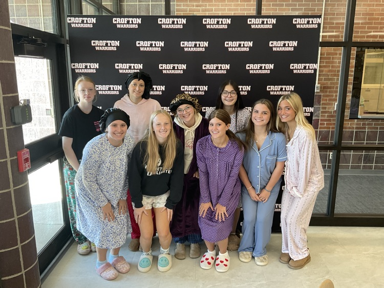 Students dressing up for pajama day. 