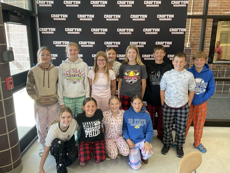 Students dressing up for pajama day. 