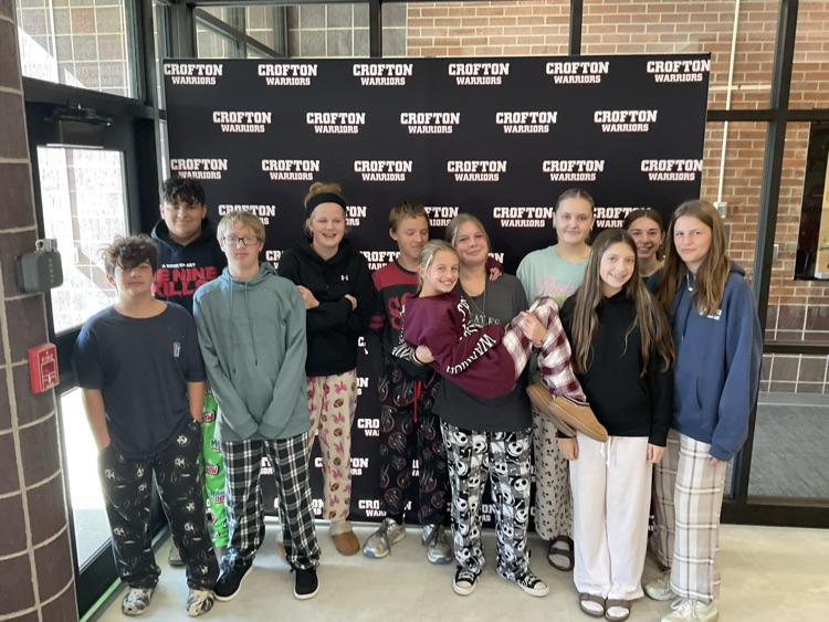 Students dressing up for pajama day. 