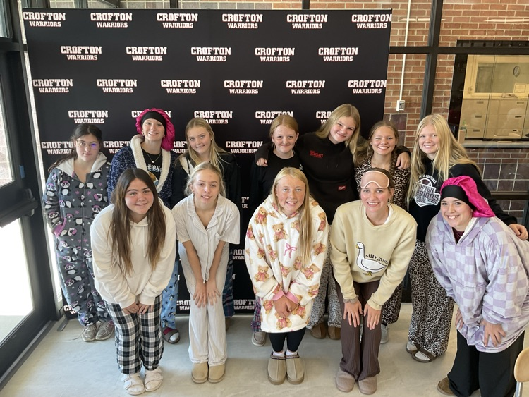 Students dressing up for pajama day. 