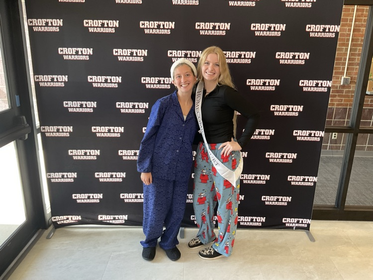 Students dressing up for pajama day. 