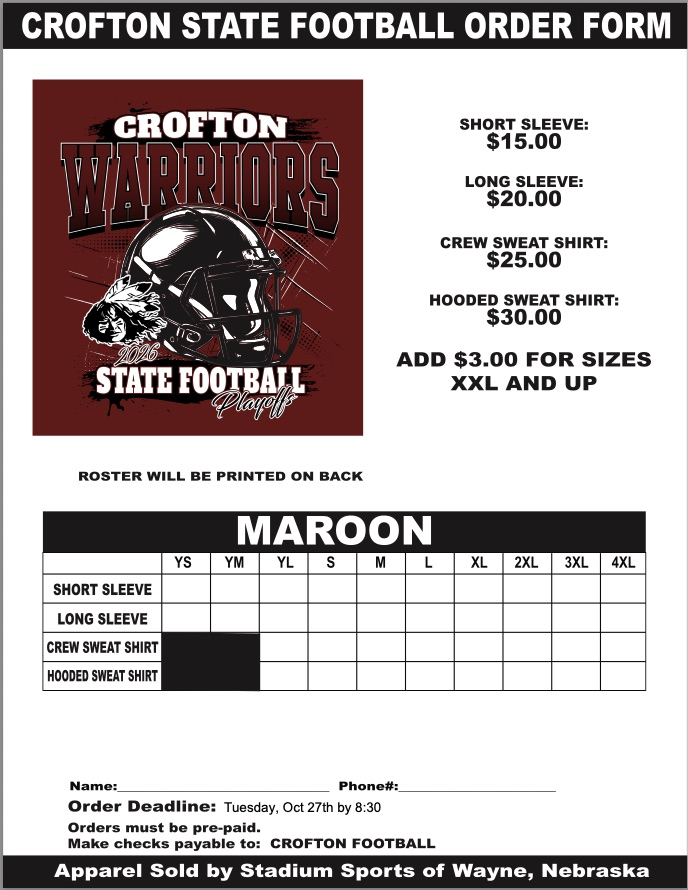 football playoff order form