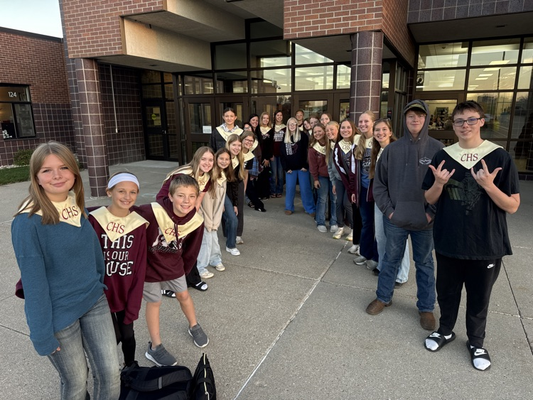 Crofton Choir posing for a group photo outside of the school for High Five Friday