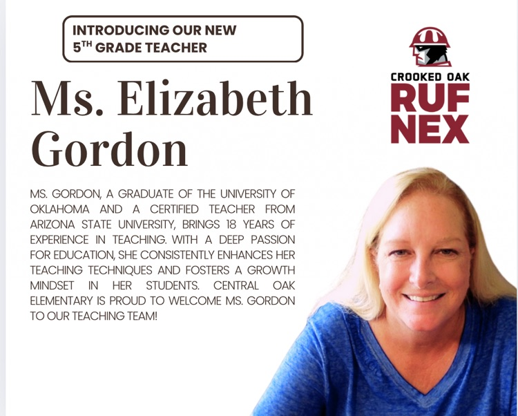 Welcome Elizabeth Gordon to our 5th grade team!