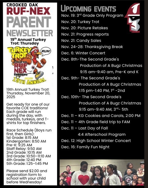 List of dates of events and Turkey trot information