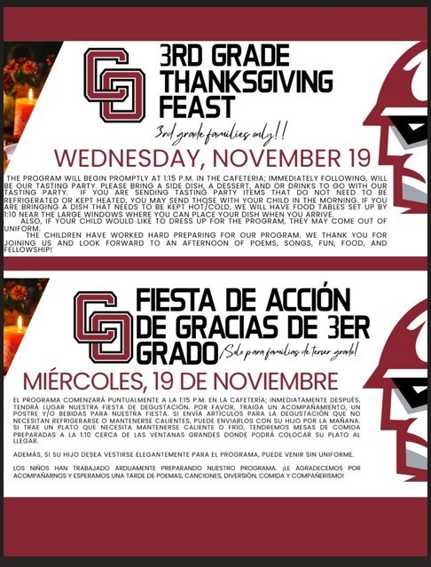 3rd Grade Turkey Feast