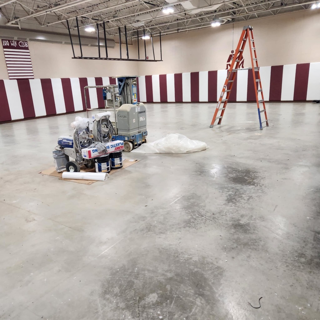 wrestling room with no flooring