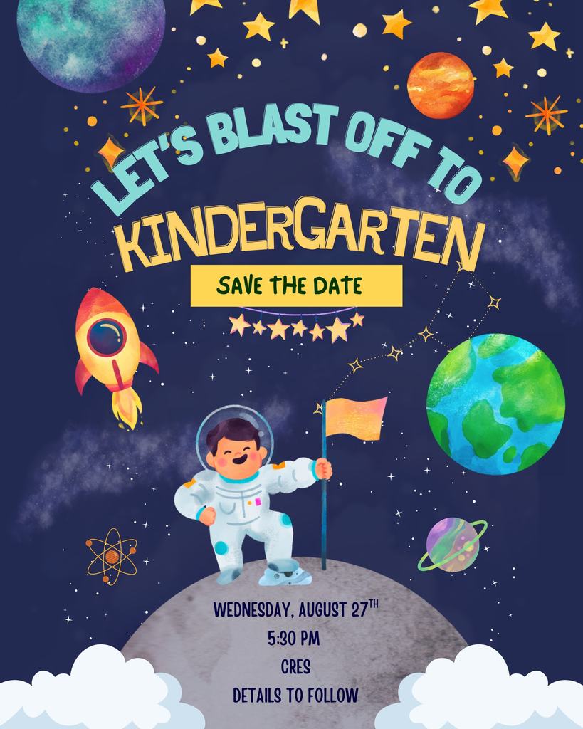 kindergarten blast off save the date