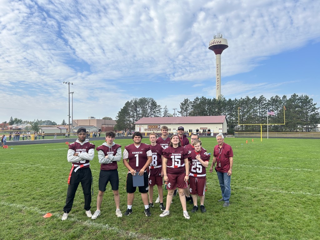 students and their unified partners at flag football
