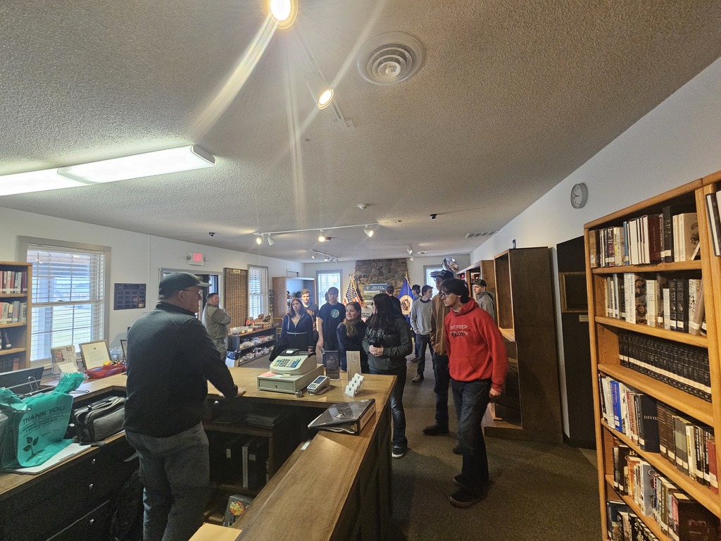 Students in the museum at Camp Ripley