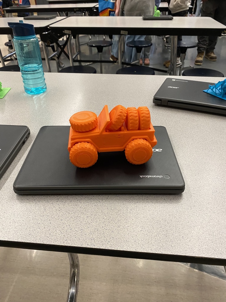 3d printed orange jeep