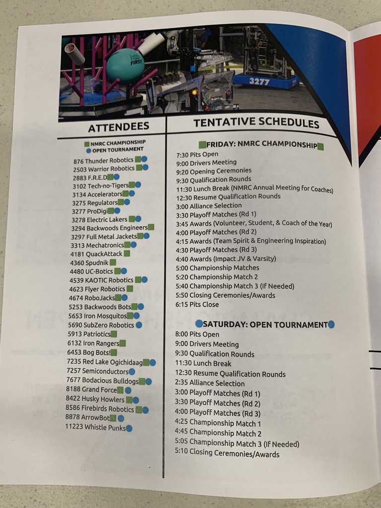 list of teams and schedule