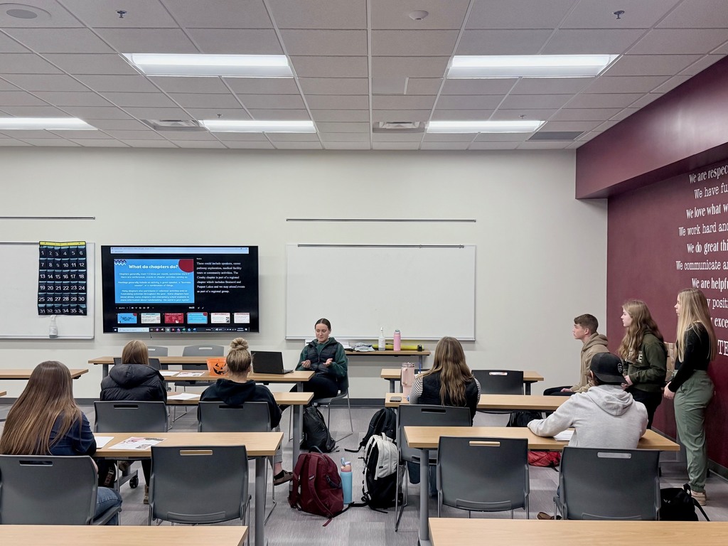 Sarah speaking to students about HOSA