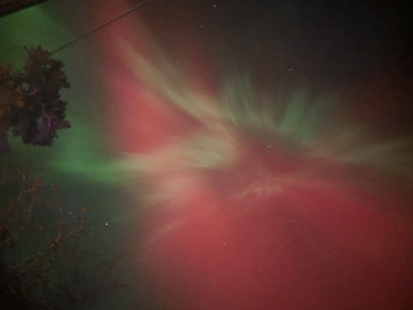 photo of the aurora borealis with pink and green lights