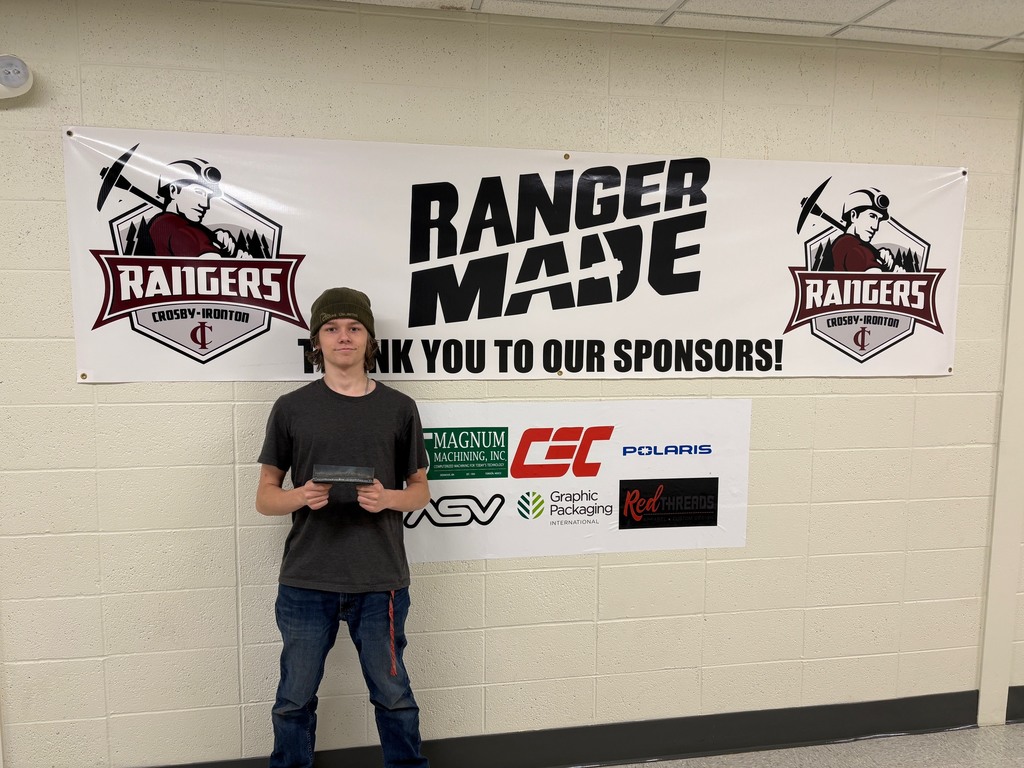 Male student his mig weldmet as Welder of the Week!