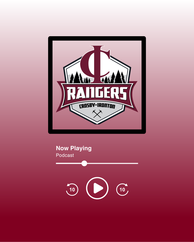 Podcast visual that says now playing