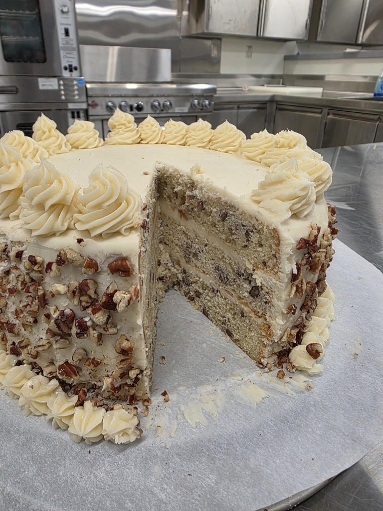 Butter pecan cake made by culinary students