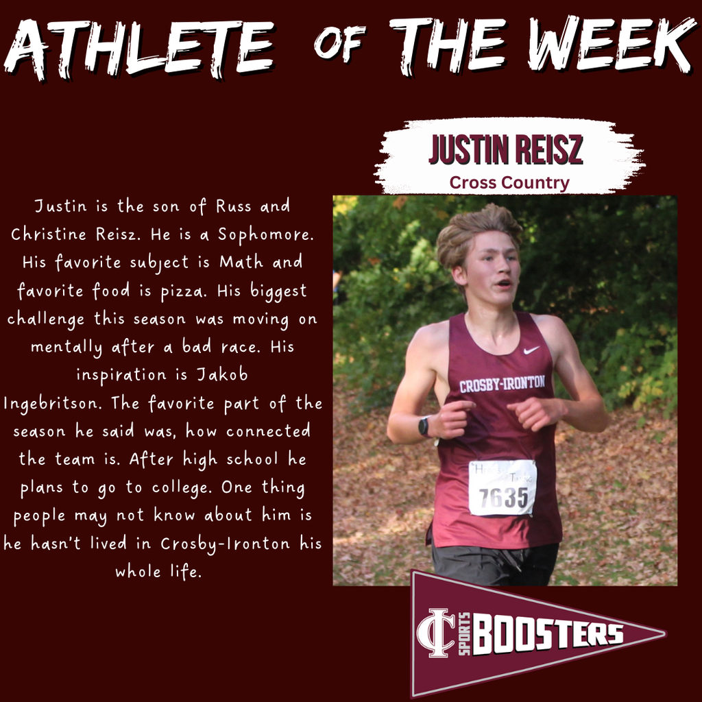 Justin Reisz fall athlete of the week for cross country