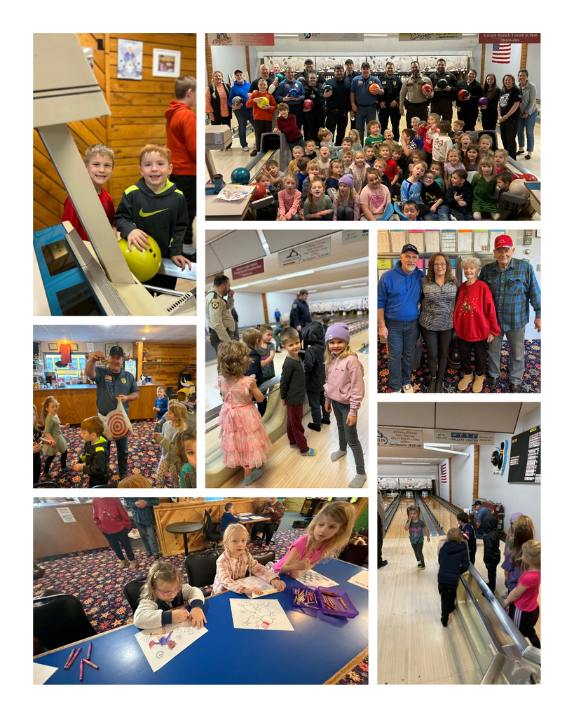More photos of kindergartners bowling and coloring at Cuyuna Lanes
