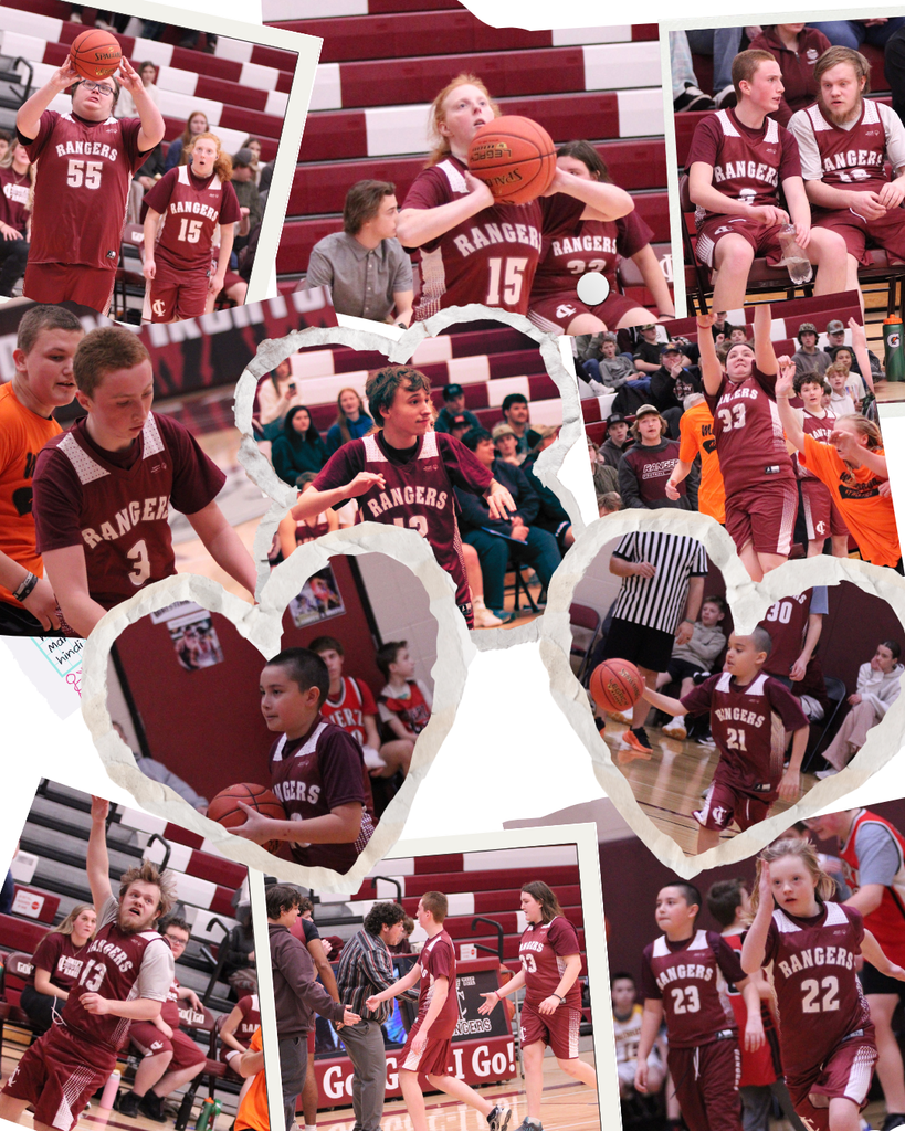multiple photos of our unified partners and special olympics basketball competition