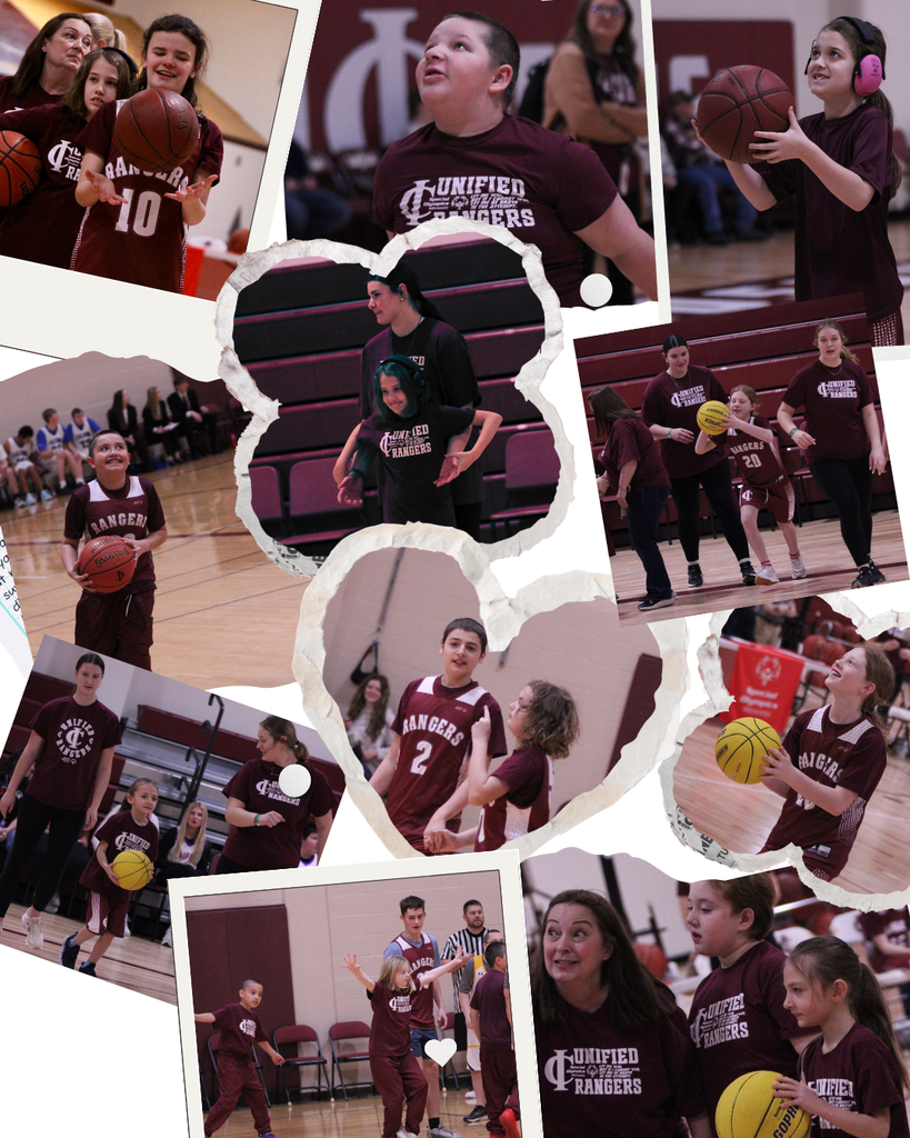 Unified partners and special olympics competing during a their basketball tournament that got them to go to State