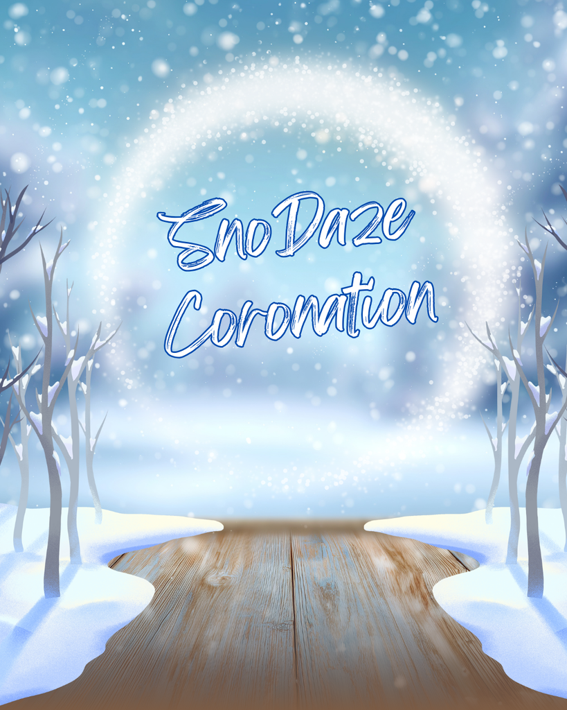 sno daze coronation with a wintry white background