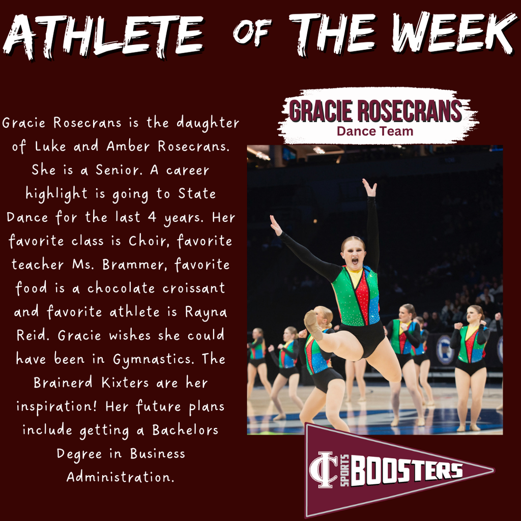 Gracie Rosecrans AOTM sponsored by sports boosters