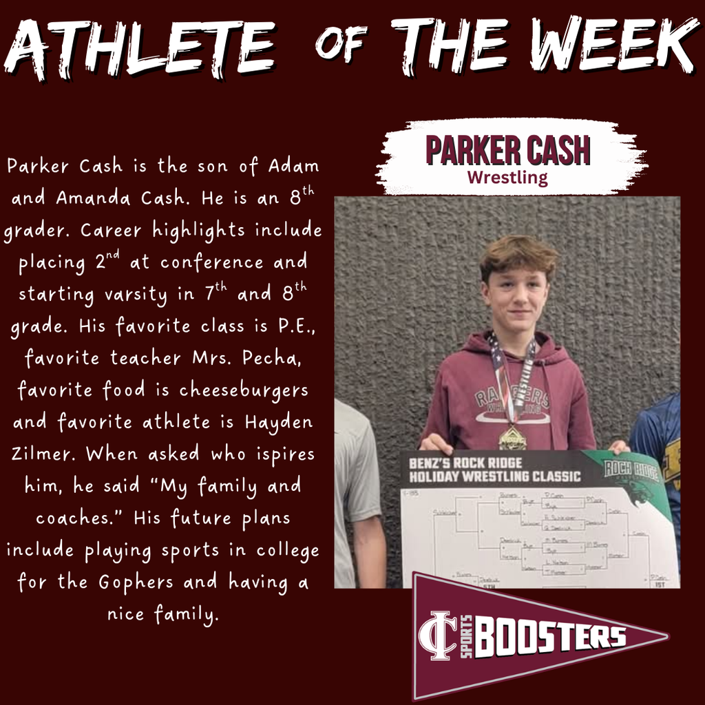 Parker Cash AOTM for sports boosters