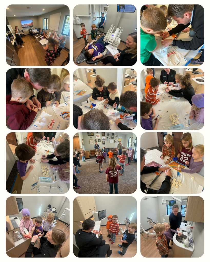 River Oaks dental photos who hosted the kindergarteners  and learned about teeth cleaning and all things dentist