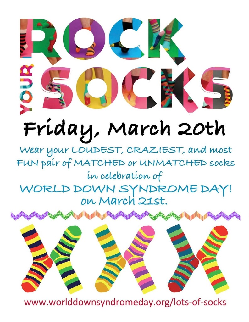 Rock your socks for world Down syndrome day March 20
