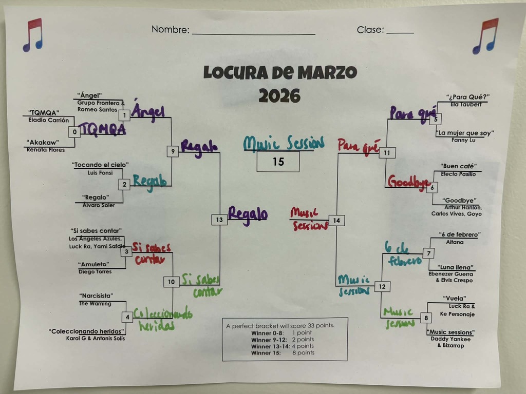 music maddness bracket in spanish class