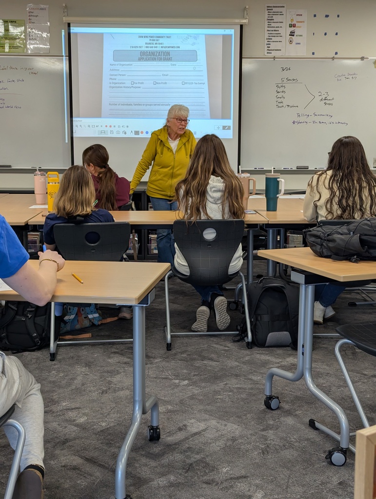 Mrs. Hachey speaking to CIS class about grant writing and donations