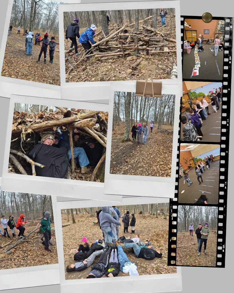 6th grade students at Long Lake doing multiple activities like fort building