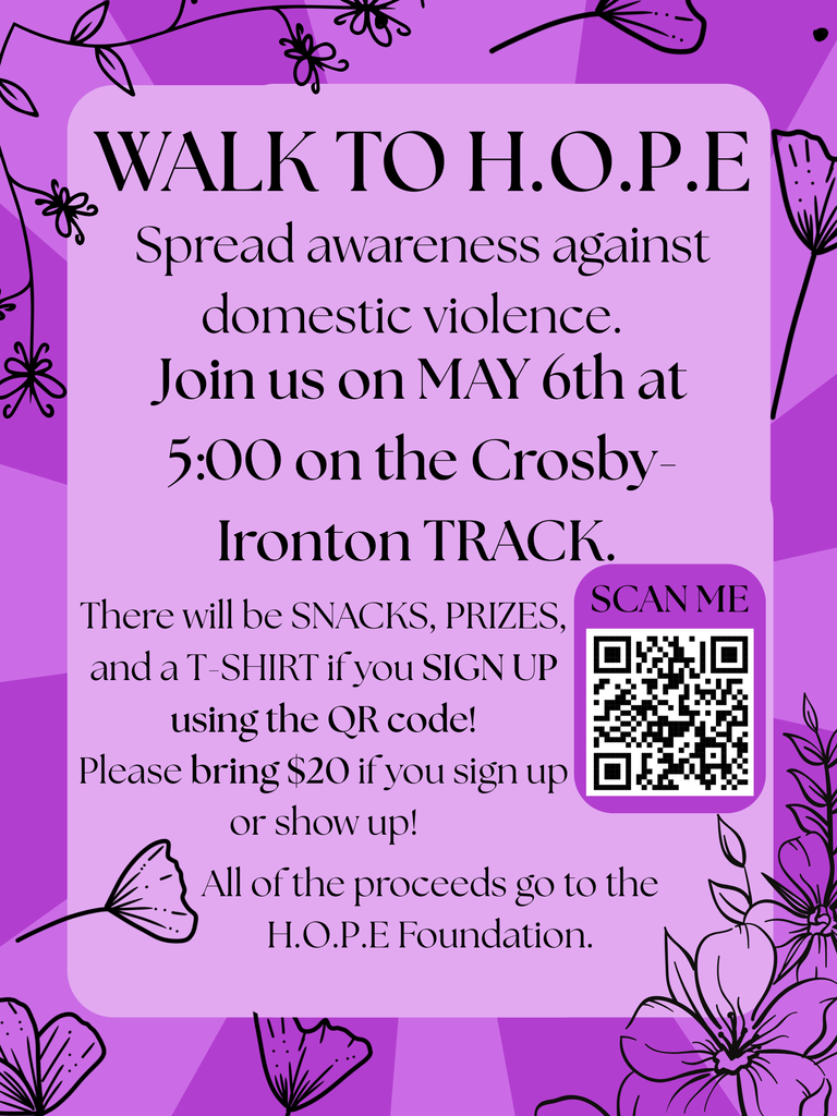 Walk to HOPE happening May 6 on the high school track. 