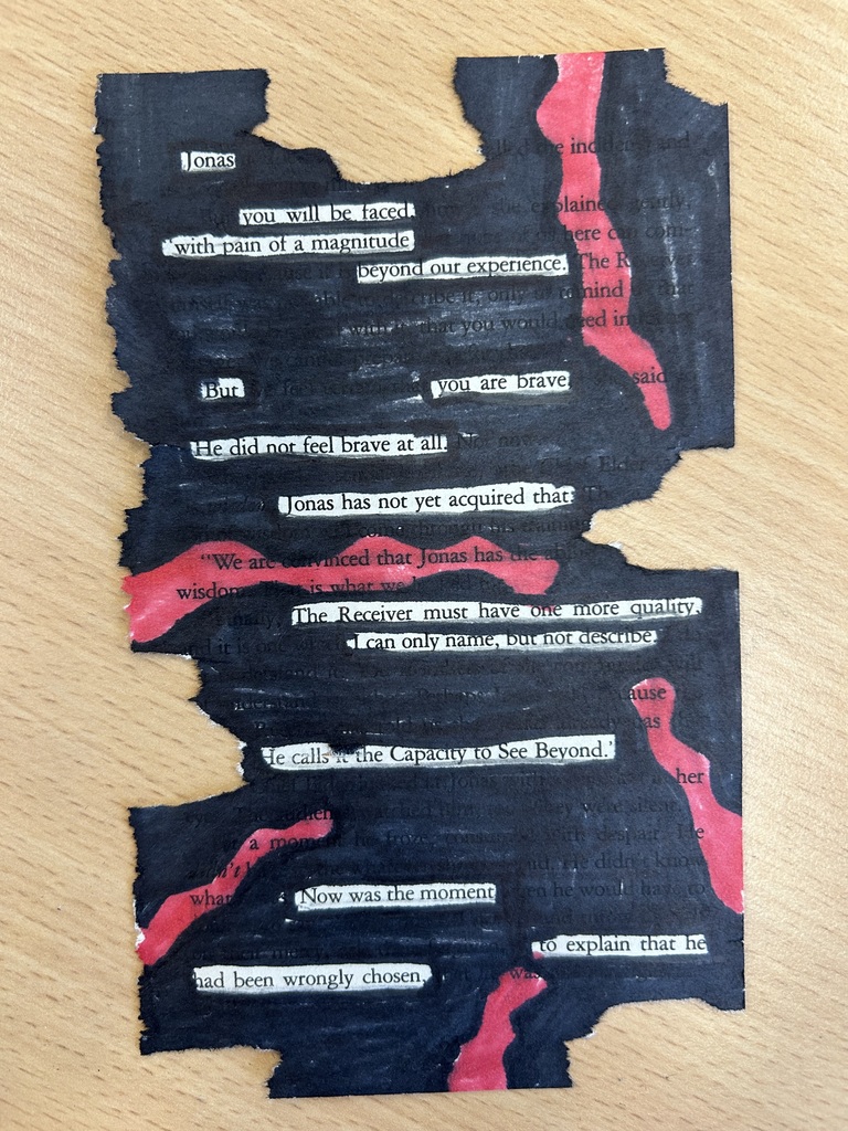 blackout poem from a 7th grader in Mrs. Syrstads class