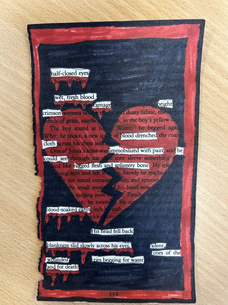 blackout poem from a 7th grader in Mrs. Syrstads class 4