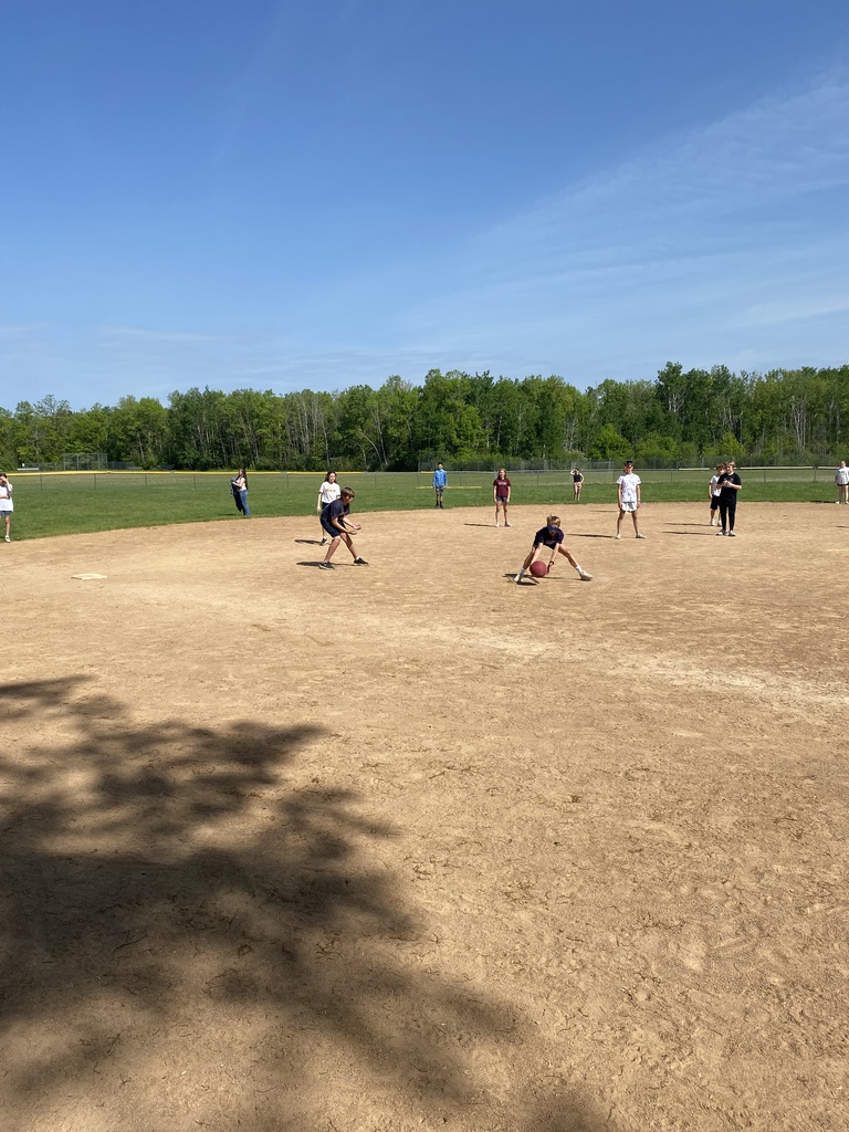 6th graders playing kick ball on their last day
