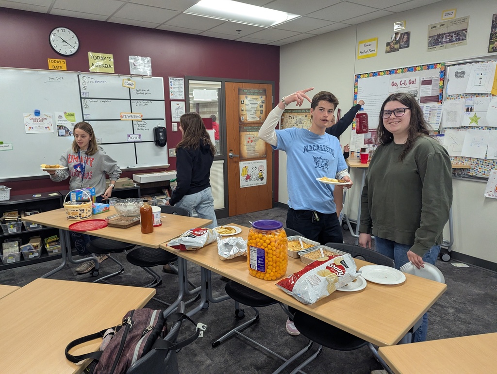 seniors in creative writing class having a potluck