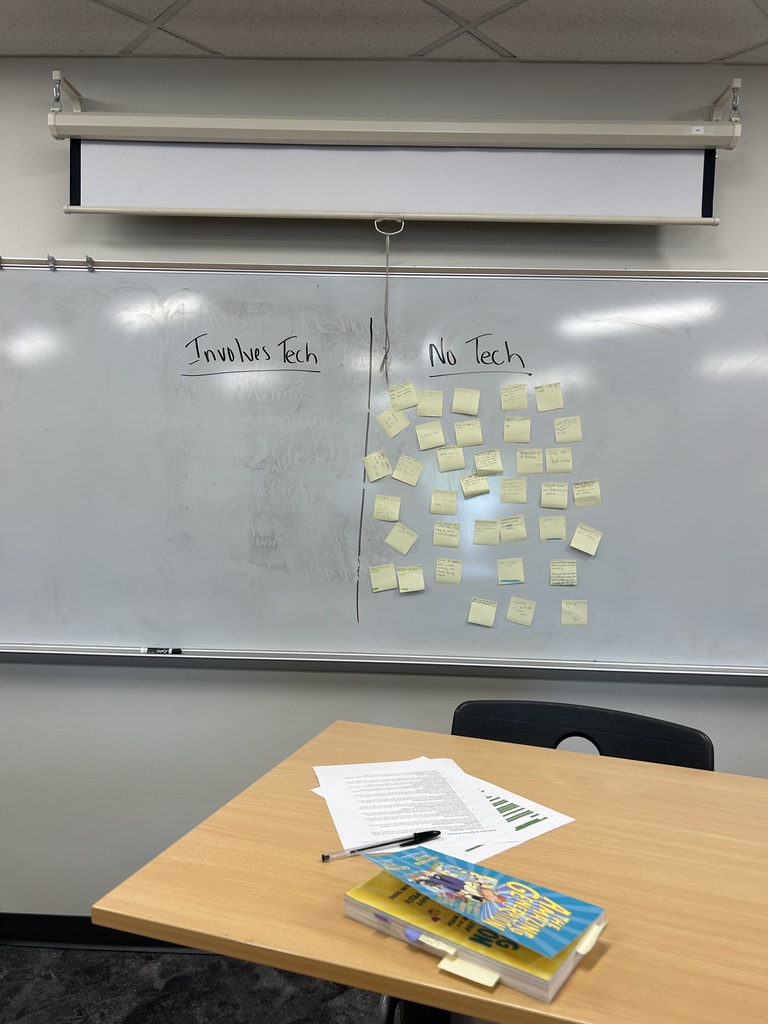 sticky notes on a marker showing that memories involved no technology