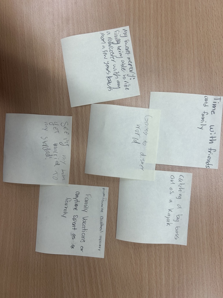 sticky notes with favorite memories of adults and students