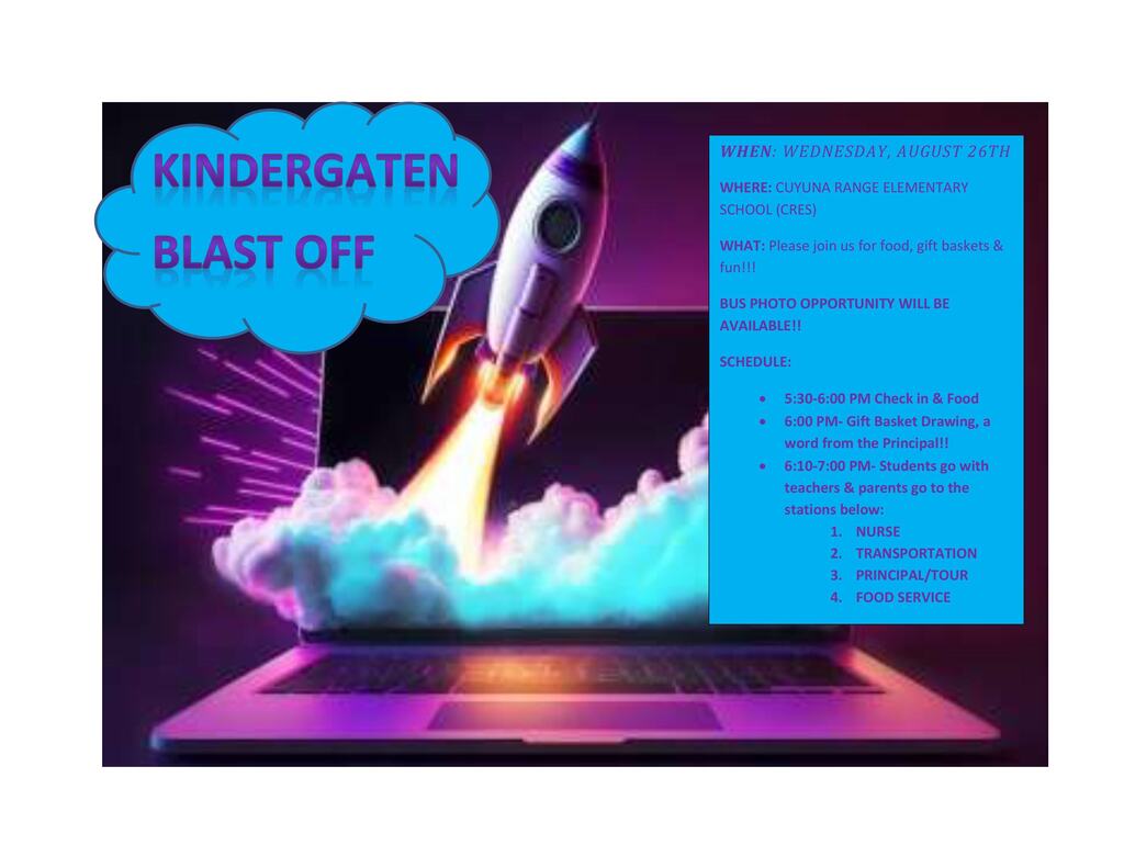 kindergarten blast off save the date wednesday august 26 at 5:30