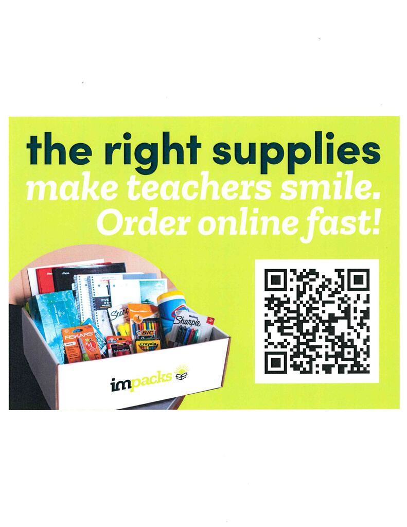 Impacks school supply order and order by july 15