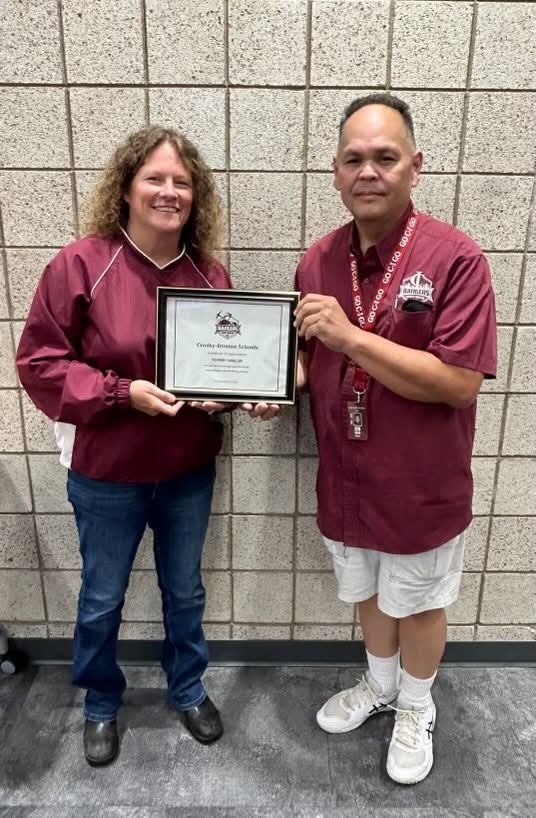 school board recognition of Tommy Sablan with Laura Lee