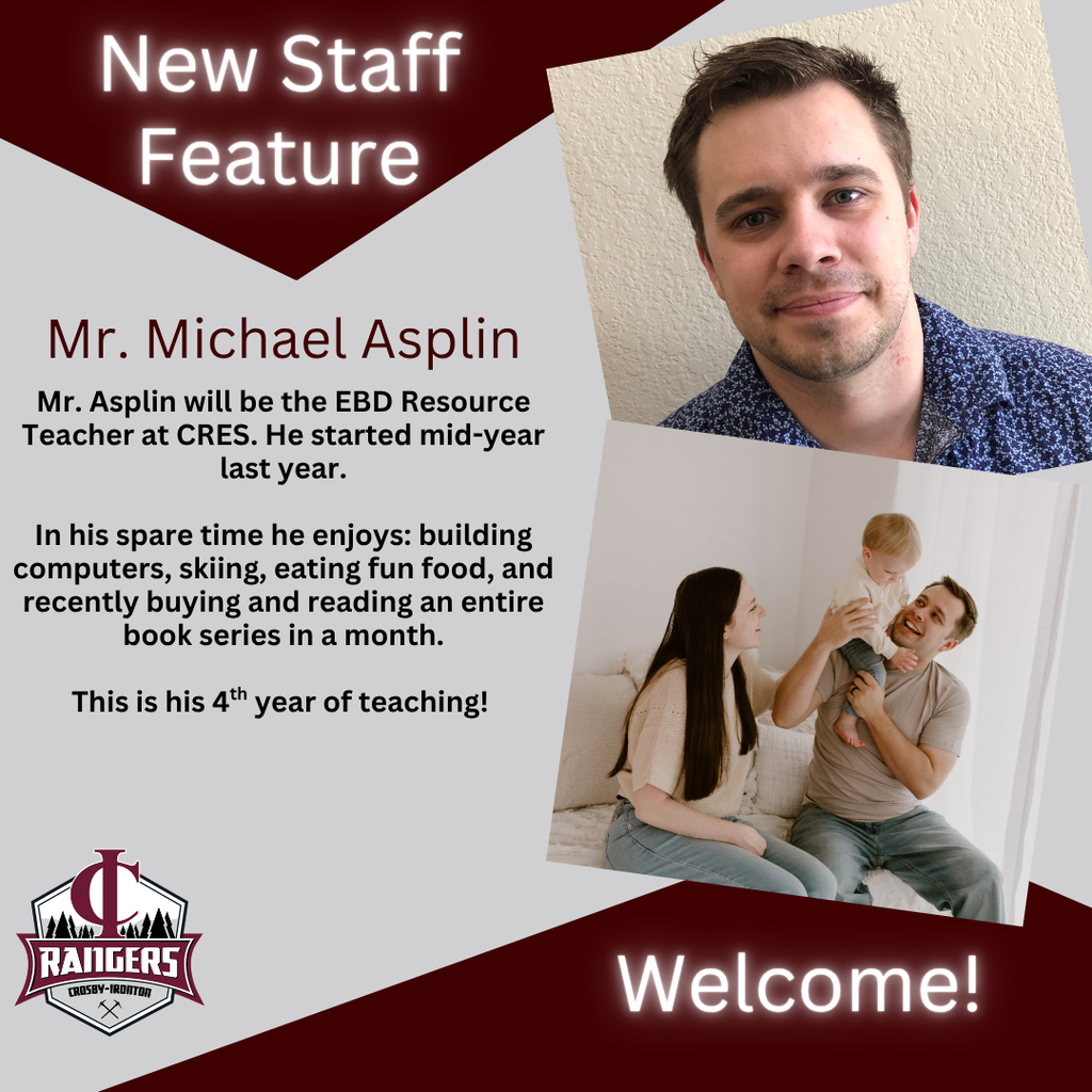 New staff Mr. Michael Asplin EBD teacher at CRES