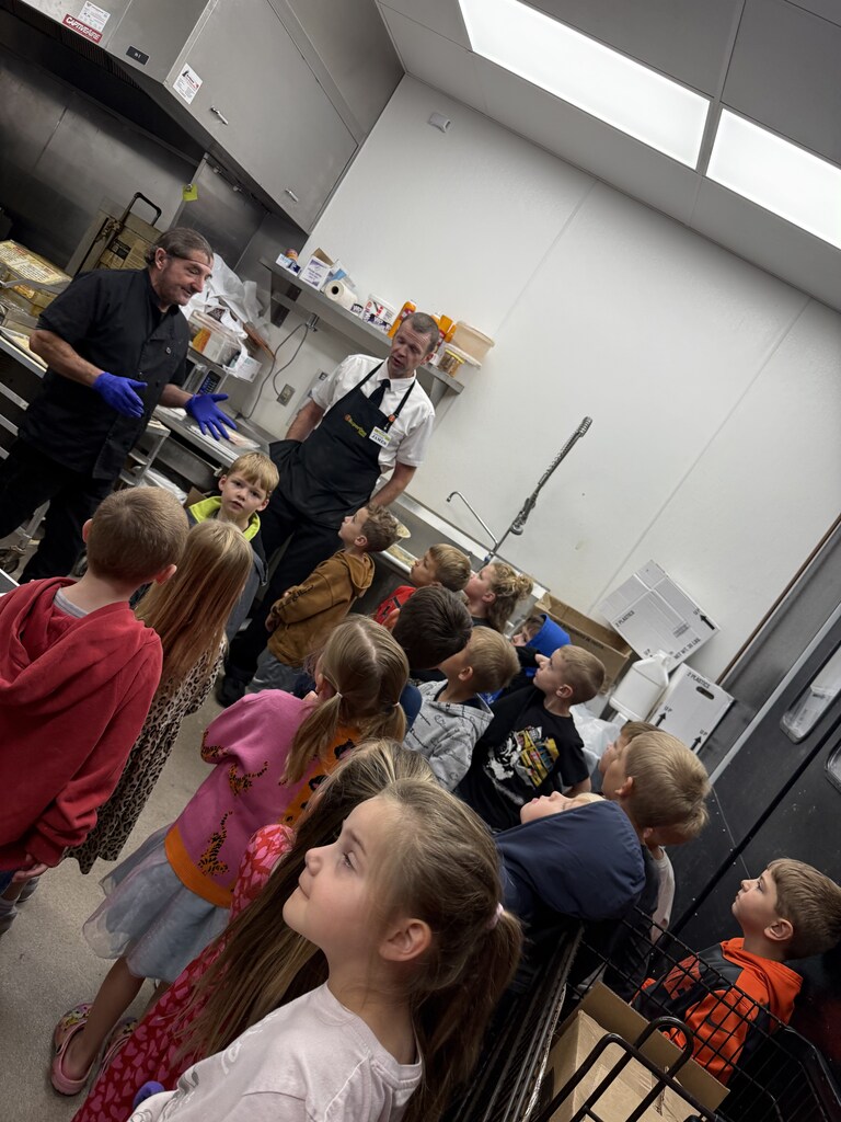 kindergartners in the deli kitchen at Super One
