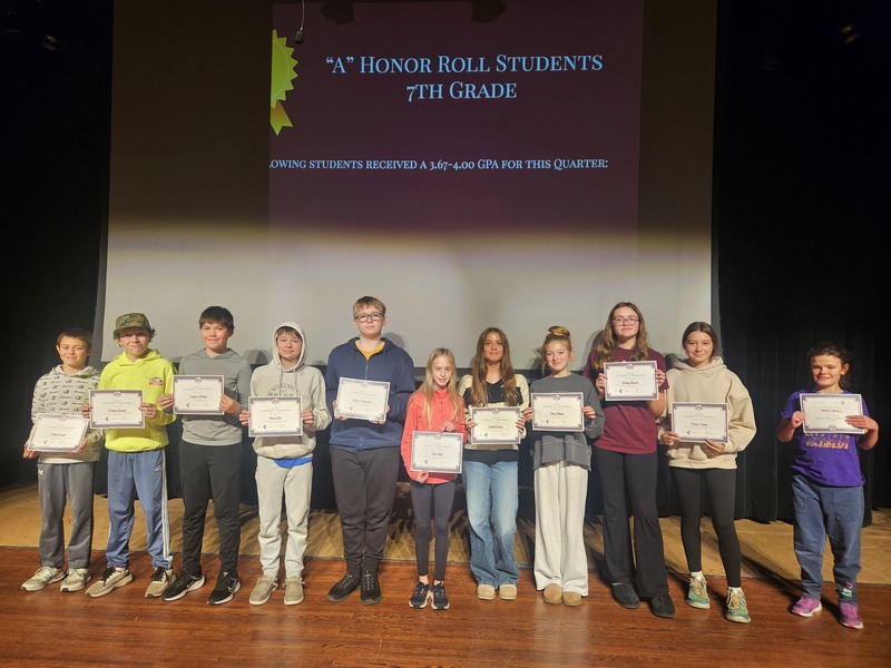 A honor roll students for quarter 1, 2025 7th grade 
