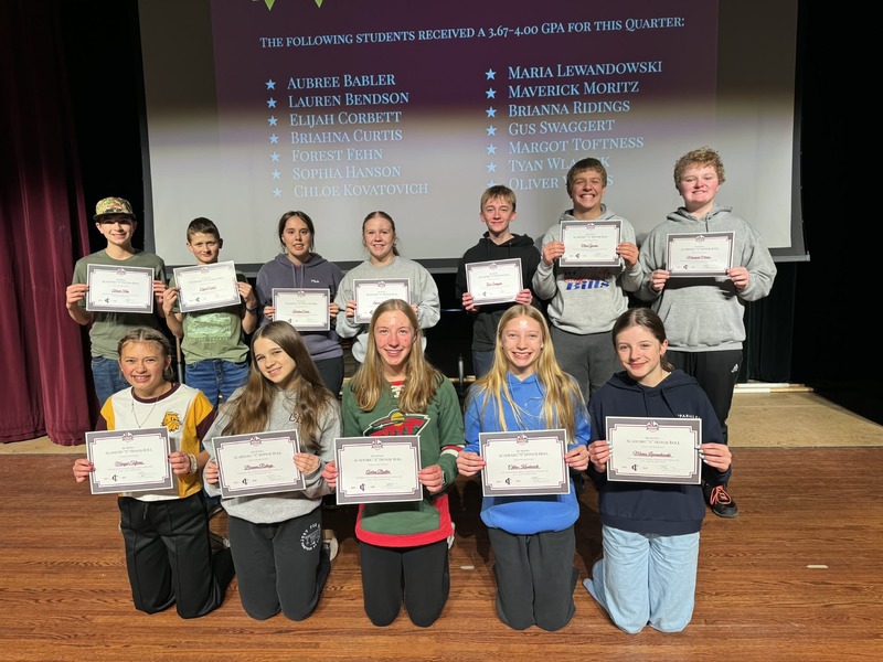 A honor roll 8th graders for 1st quarter ranger way 2025